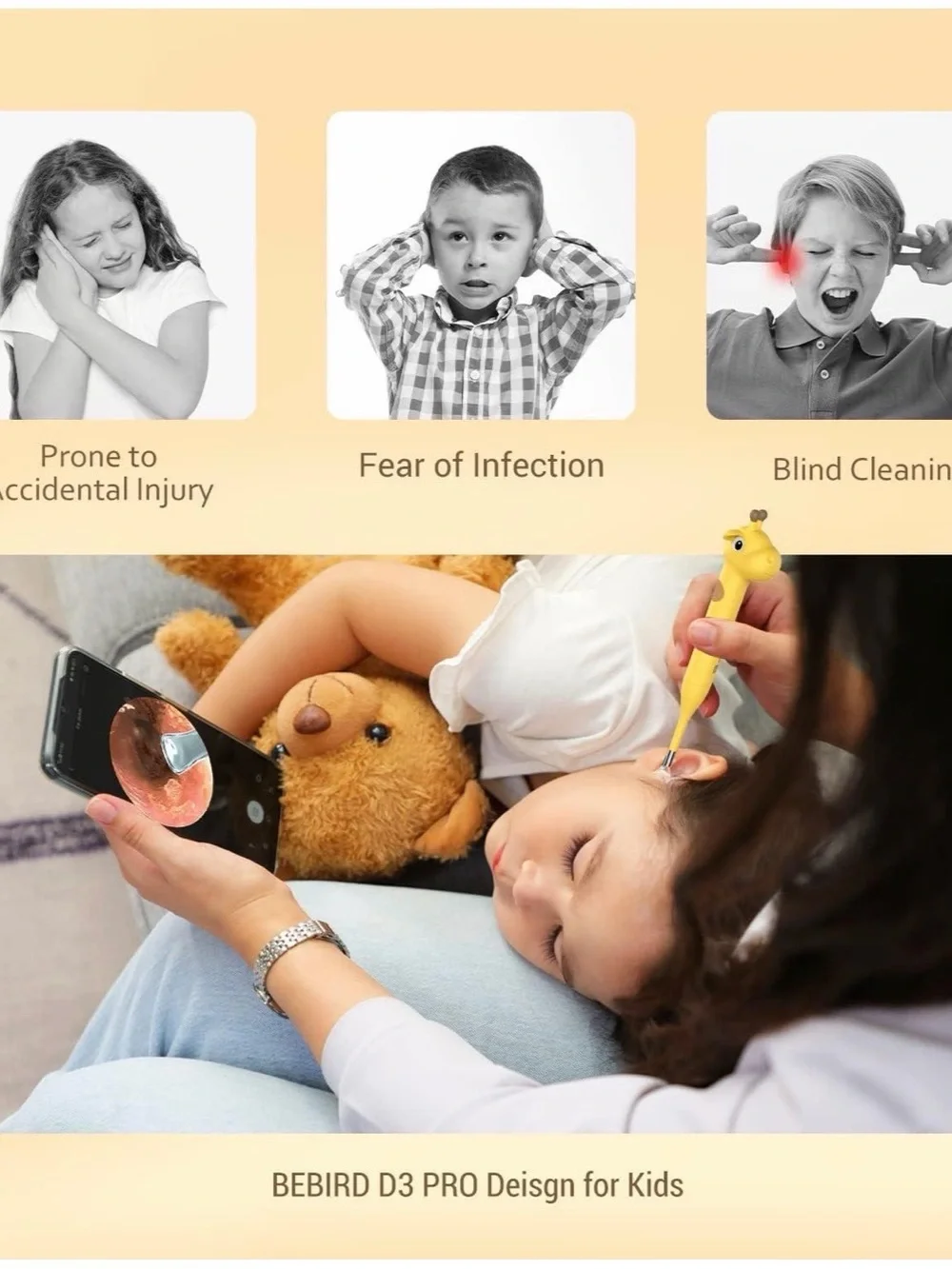 BEBIRD D3 PRO Giraffe Visual Ear Cleaning Tool - Yellow